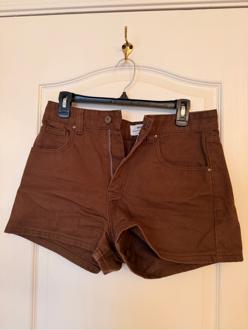 Cotton On Brown High-Rise Mom Shorts — Size 6